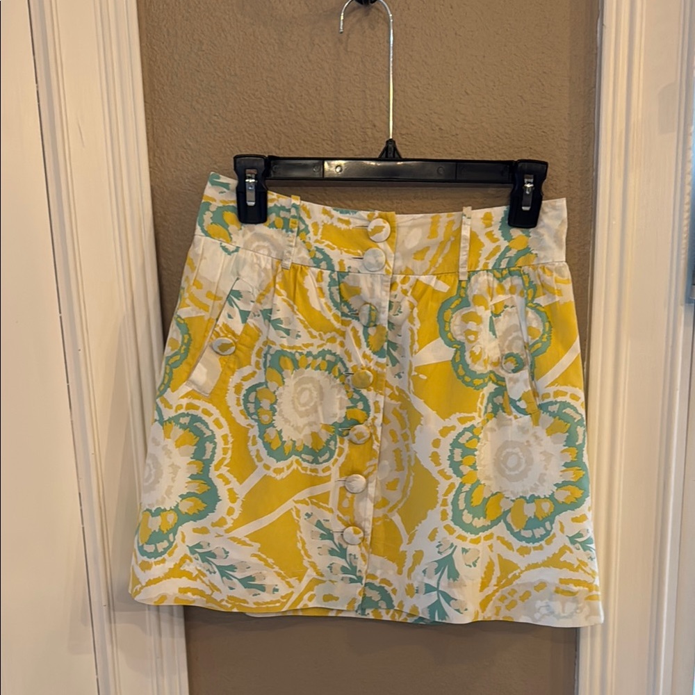 Fossil Yellow and White Floral Mini Skirt